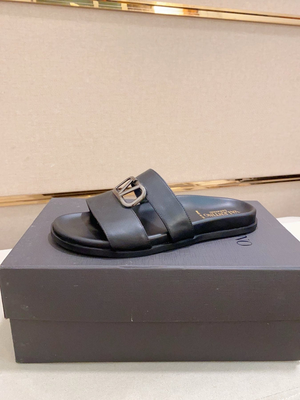 Valentino V-Detail Slide Sandals — front