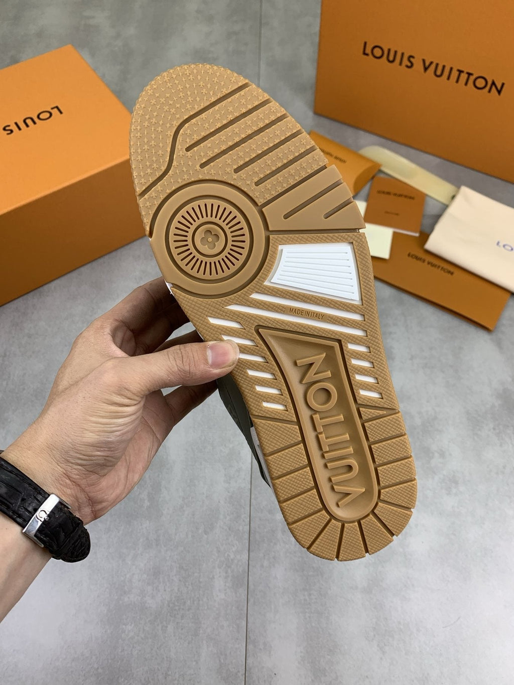 Louis Vuitton Sage Green Low-Top Sneakers — detail