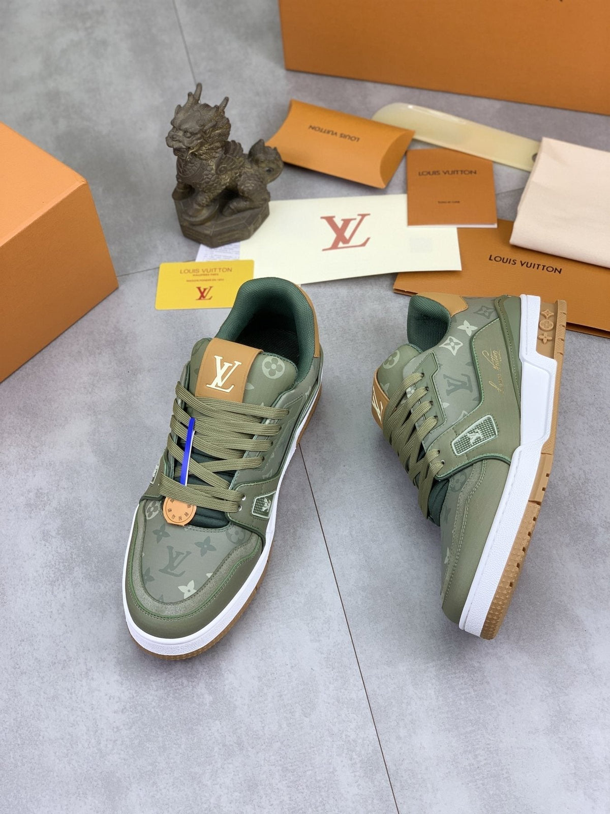 Louis Vuitton Sage Green Low-Top Sneakers — side