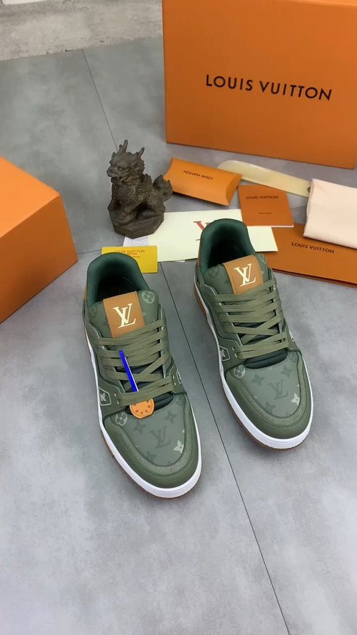 Louis Vuitton Sage Green Low-Top Sneakers — front
