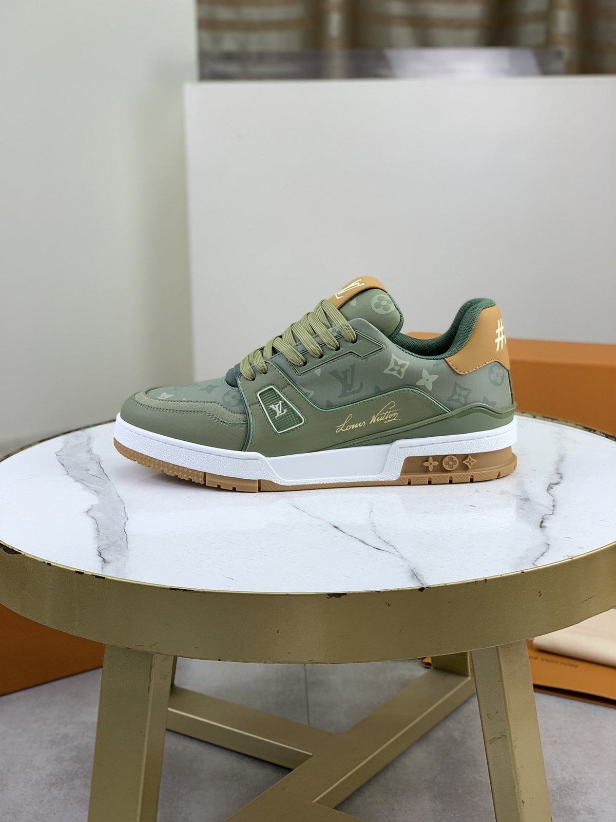 Louis Vuitton Sage Green Low-Top Sneakers — hero