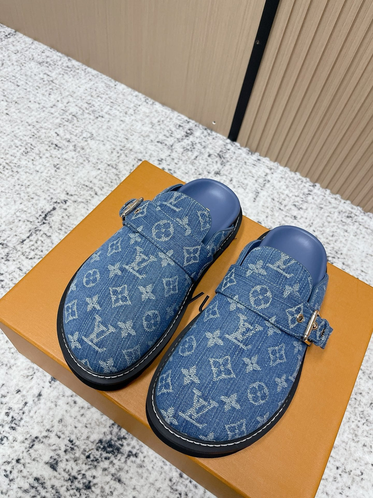 Louis Vuitton Monogram Buckle Clog Sandals — hero