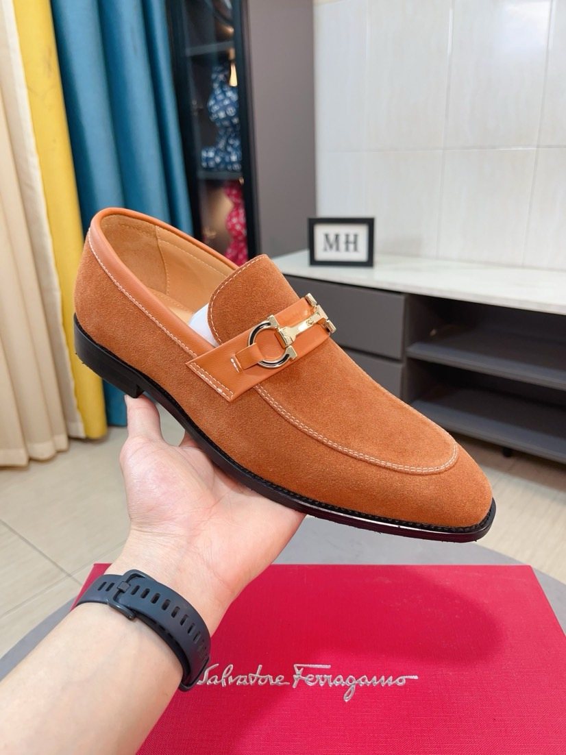 Ferragamo Blue Bit Loafers — side