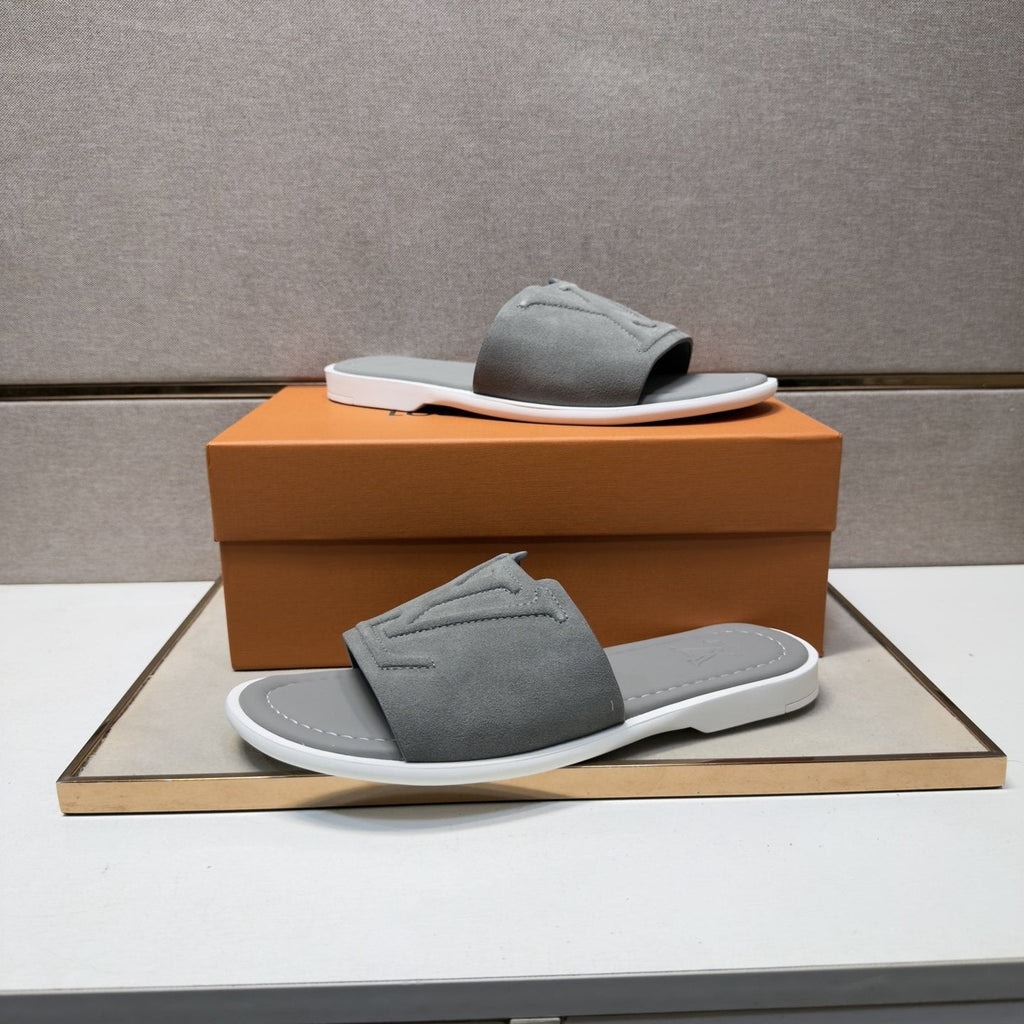 Louis Vuitton Embossed Strap Slide Sandals — front