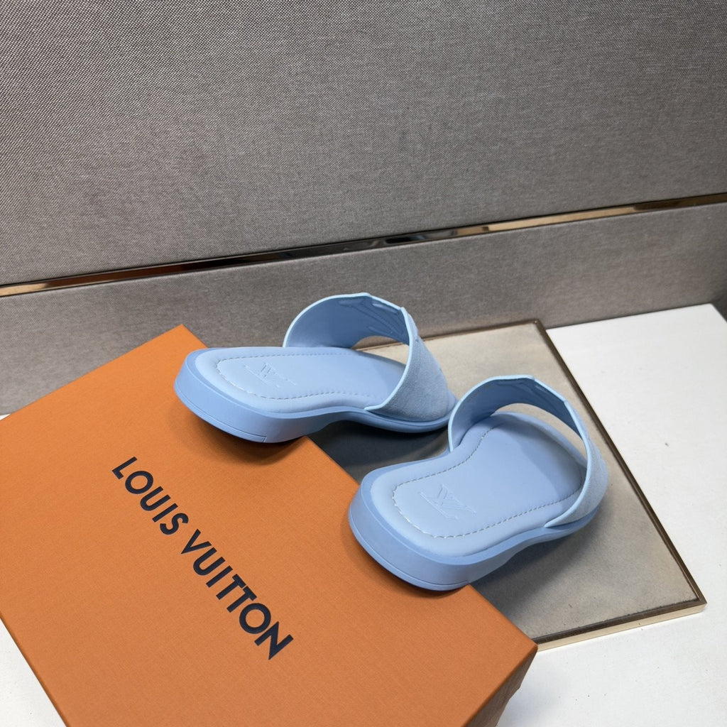 Louis Vuitton Embossed Strap Slide Sandals — front