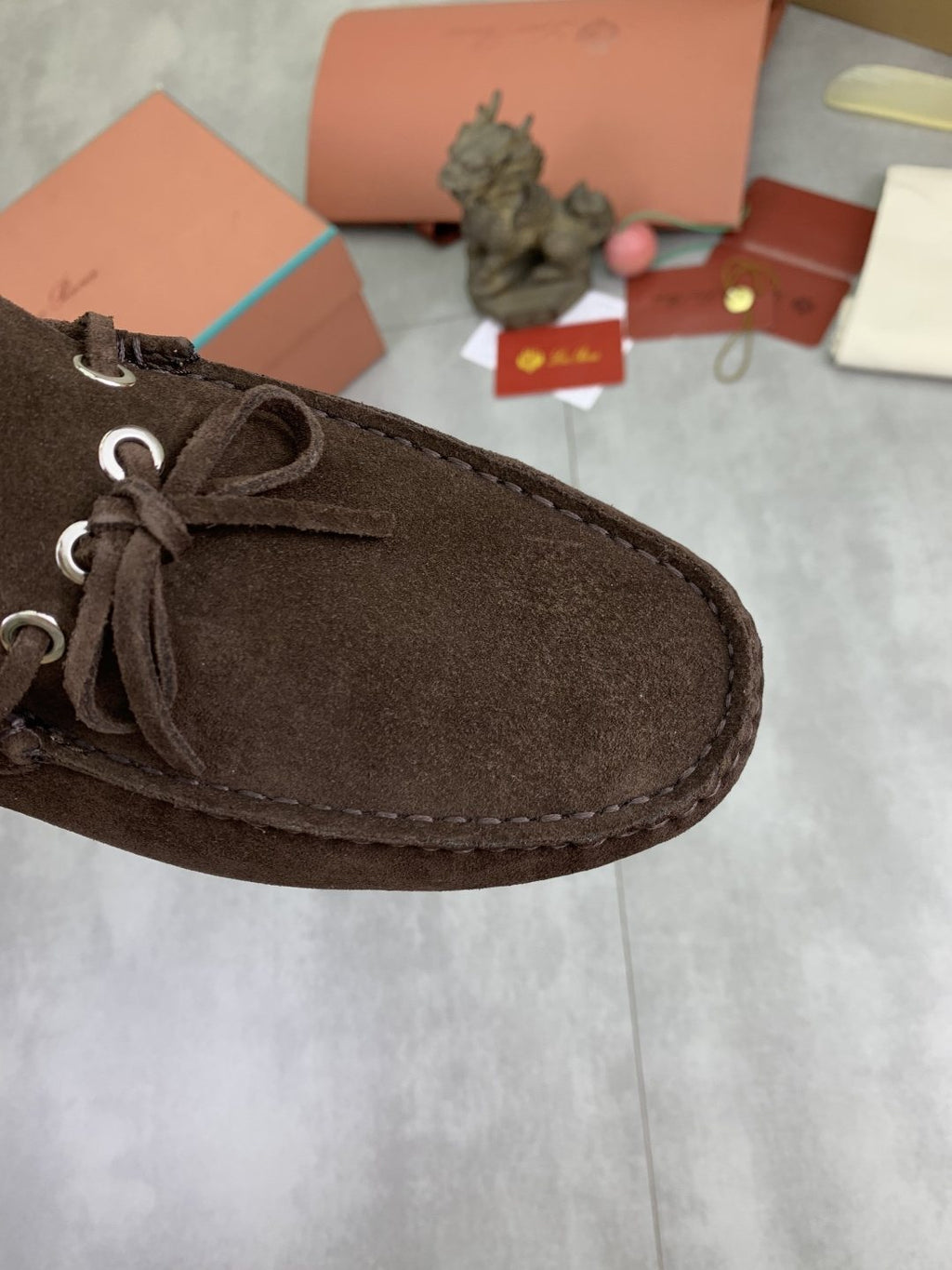 Loro Piana Suede Driving Shoes — detail