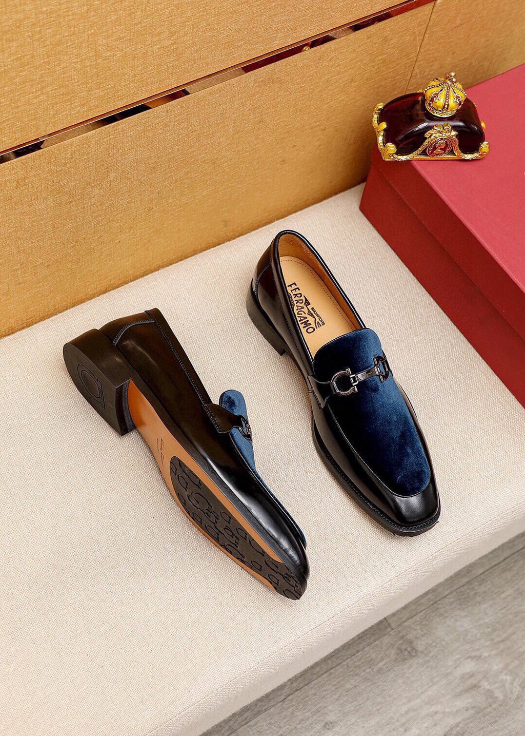 Ferragamo Silver-Hardware Bit Loafers — front