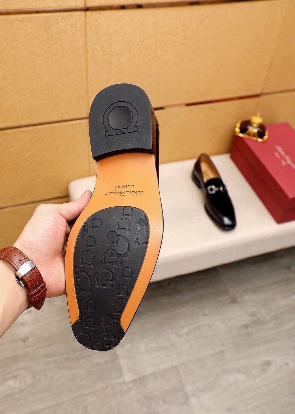 Ferragamo Silver-Hardware Bit Loafers — detail