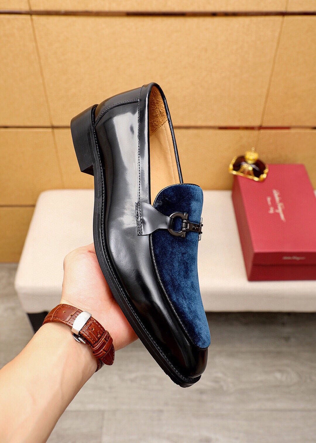 Ferragamo Silver-Hardware Bit Loafers — detail