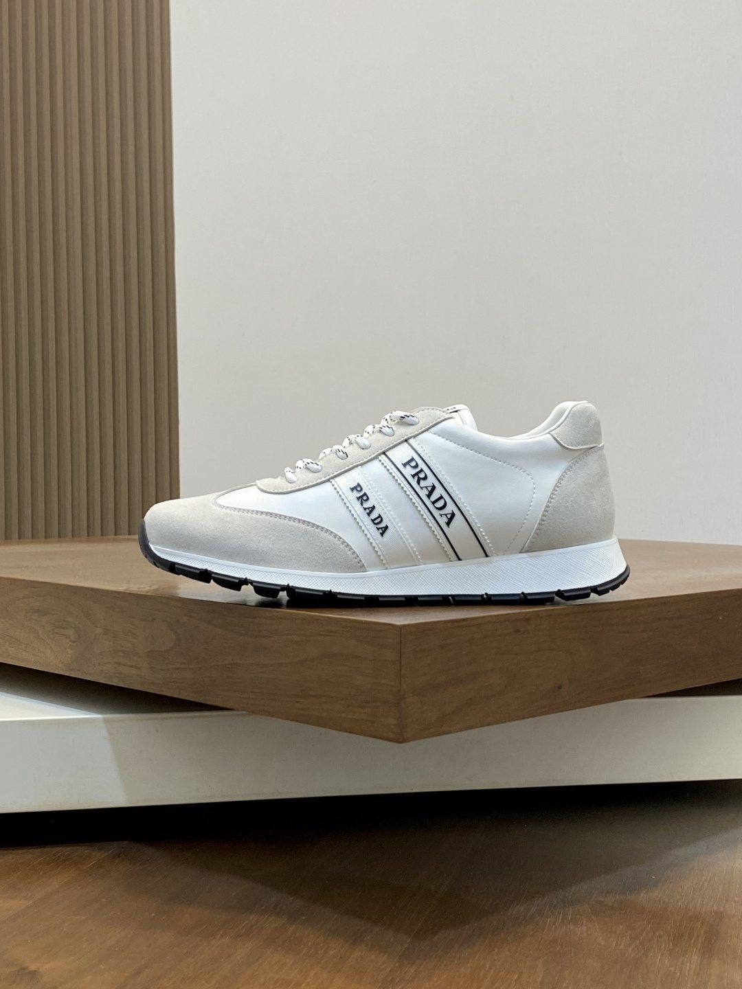 Prada Men's Geometric Panel Sneakers — side