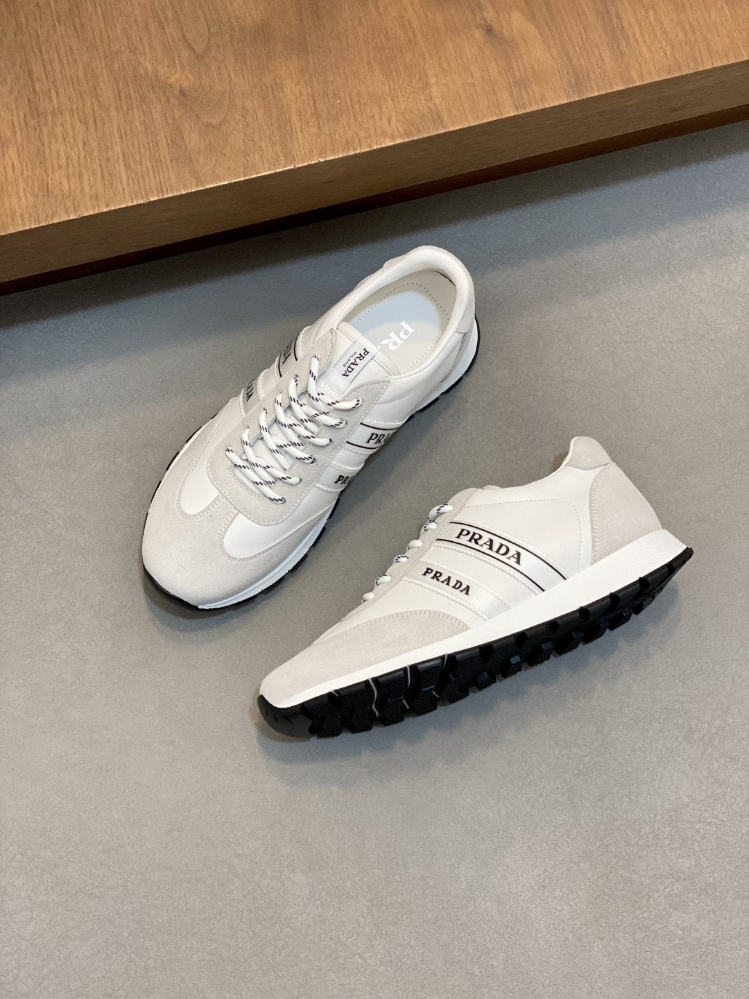 Prada Men's Geometric Panel Sneakers — front