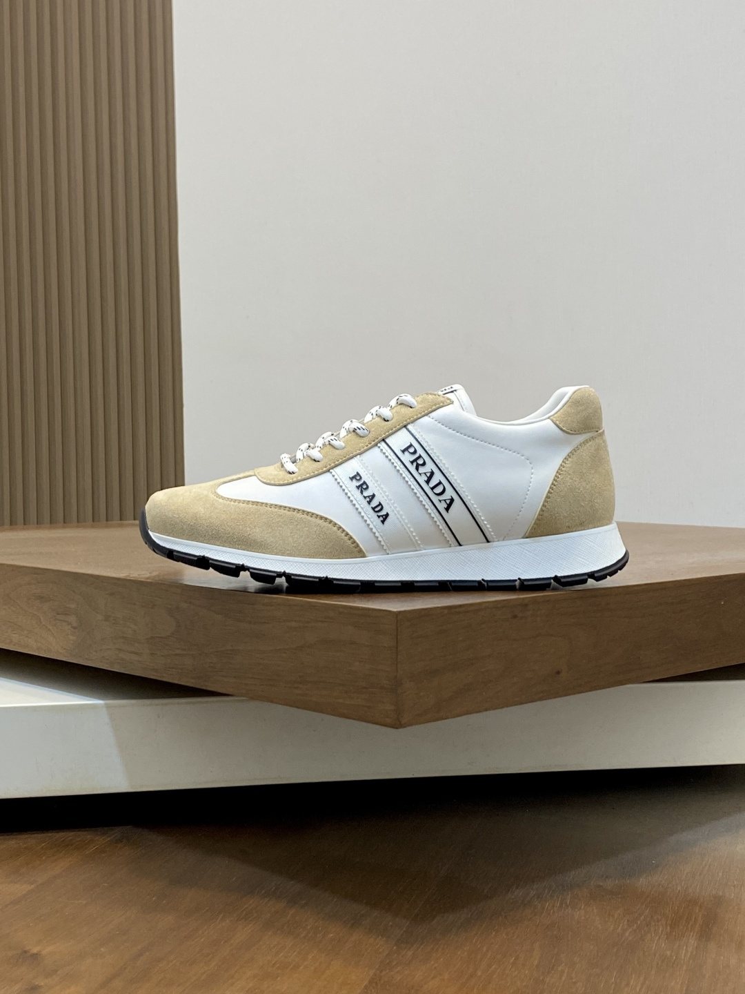 Prada Men's Geometric Panel Sneakers — side
