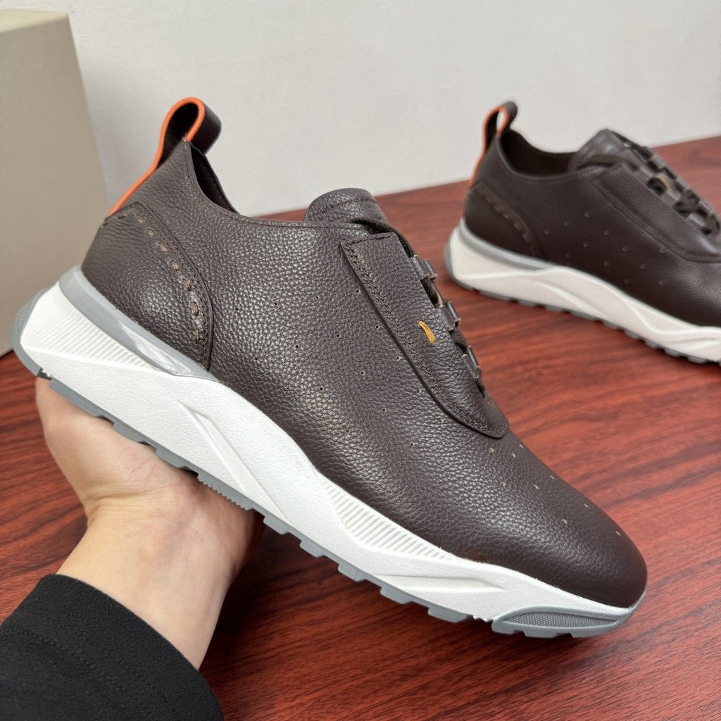 Santoni Perforated Leather Low-Top Sneakers — model