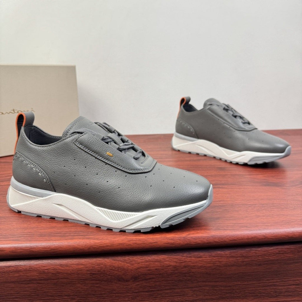 Santoni Perforated Leather Low-Top Sneakers — front