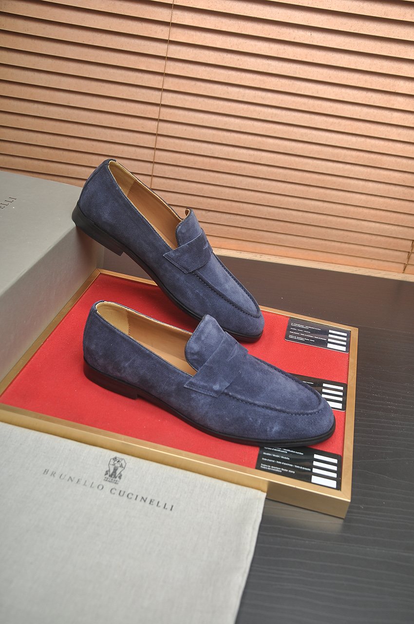 Brunello Cucinelli Suede Penny Loafers — side