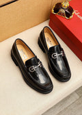Ferragamo Black Metal-Hardware Loafers — hero