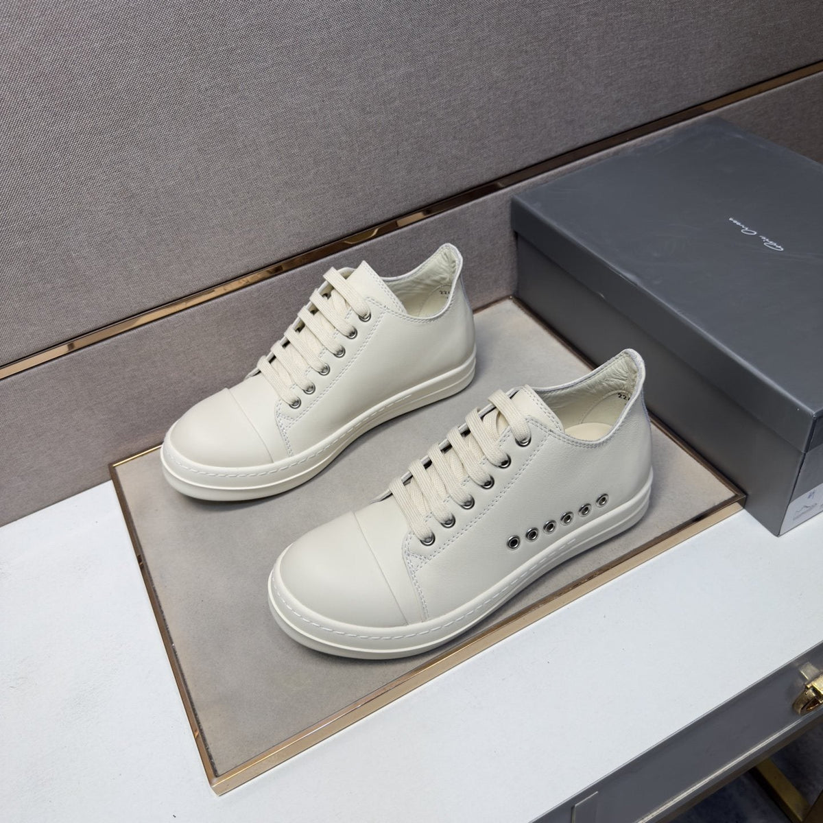 Black and Off-White Low-Top Sneakers — side