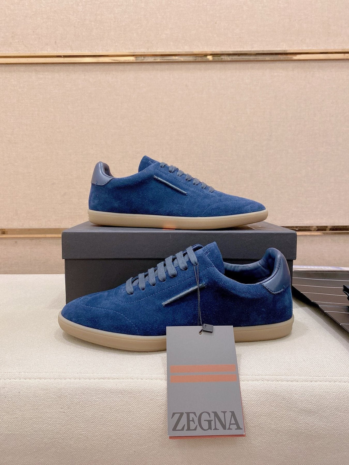 Zegna Suede Low-Top Sneakers — front