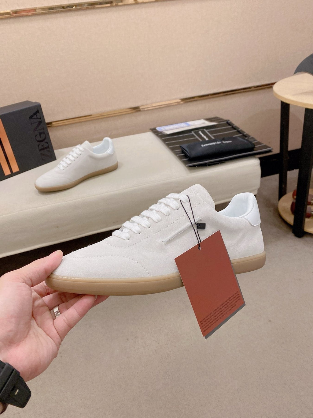 Zegna Suede Low-Top Sneakers — side