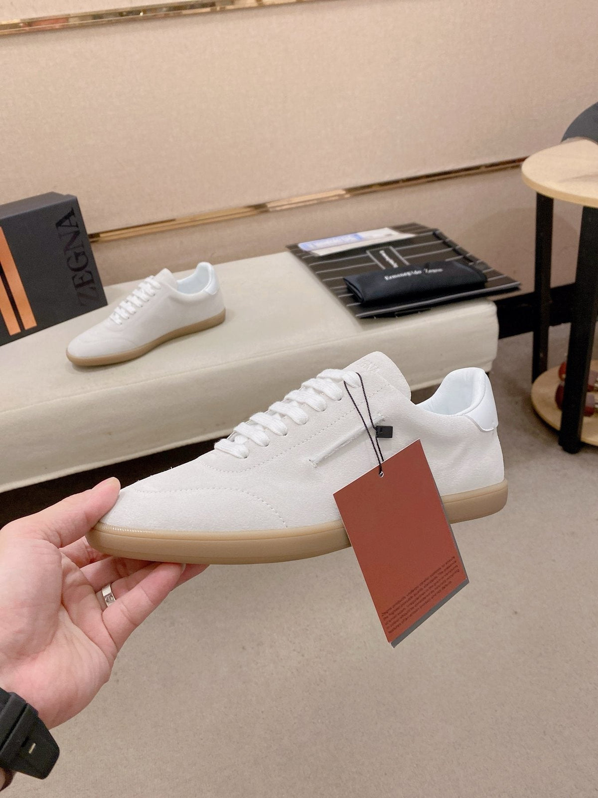 Zegna Suede Low-Top Sneakers — side