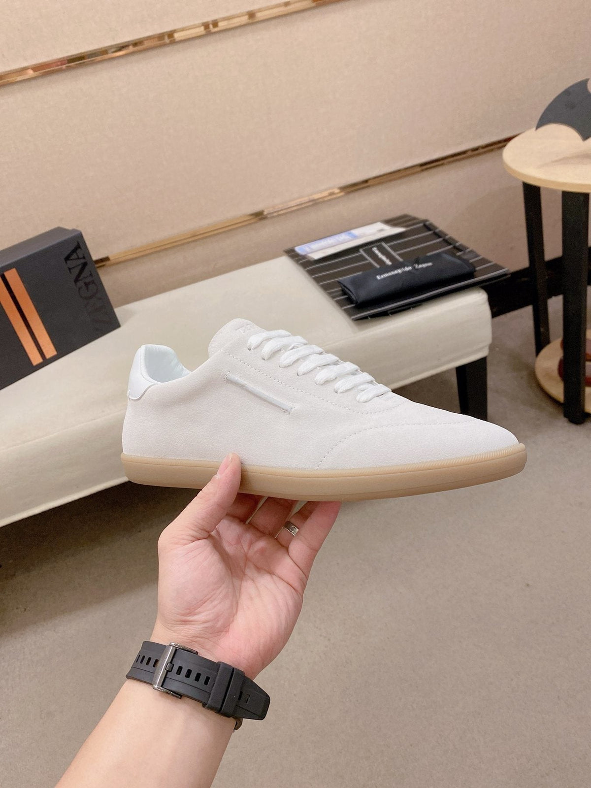 Zegna Suede Low-Top Sneakers — side