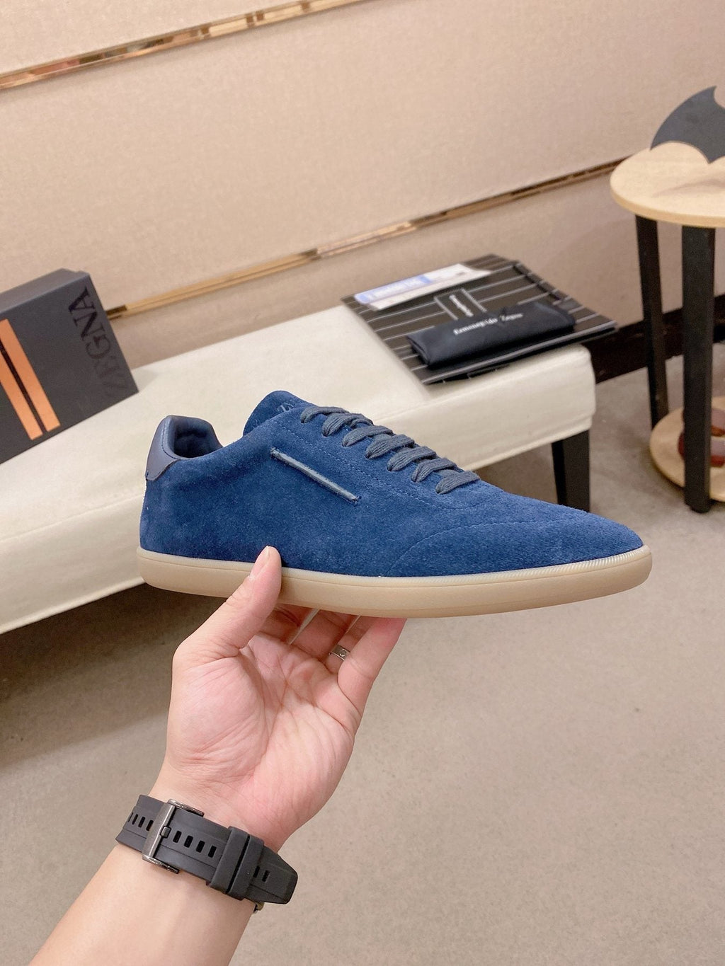 Zegna Suede Low-Top Sneakers — side
