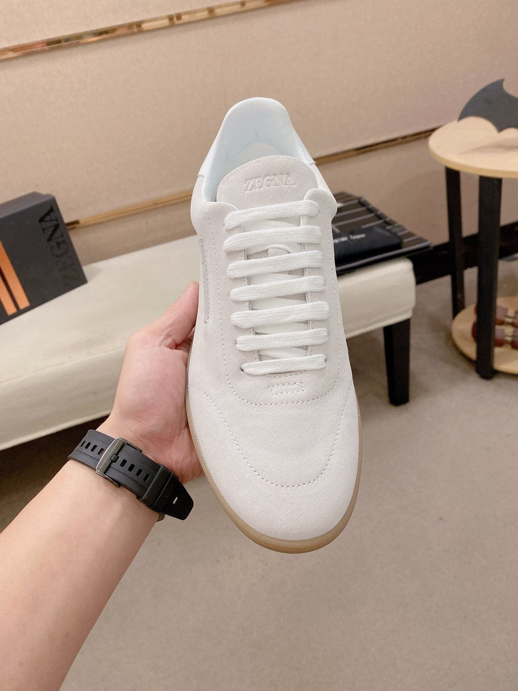 Zegna Suede Low-Top Sneakers — front