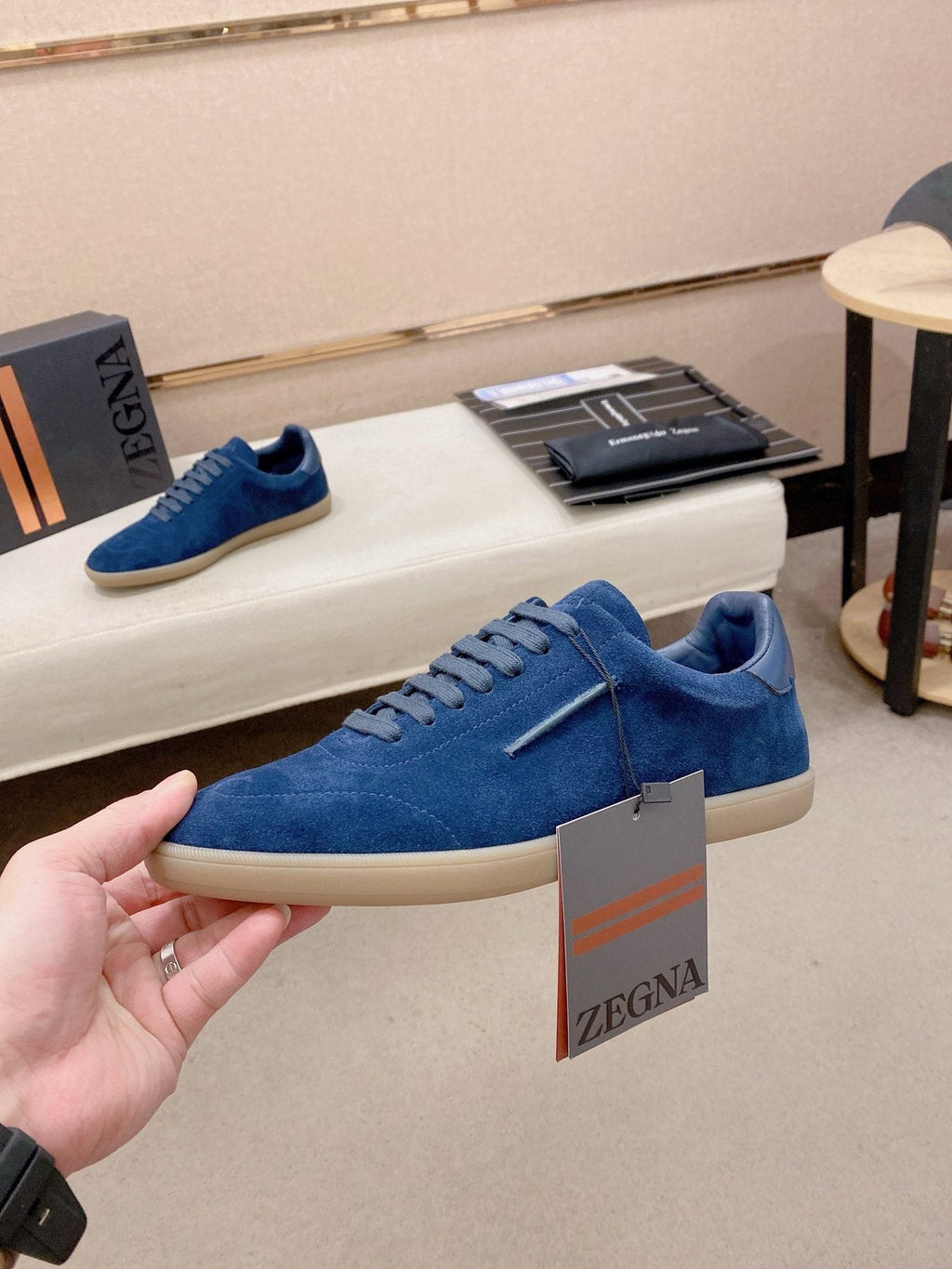 Zegna Suede Low-Top Sneakers — side
