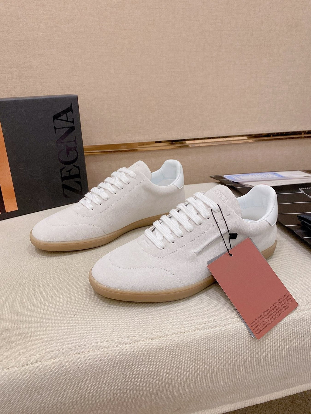 Zegna Suede Low-Top Sneakers — front