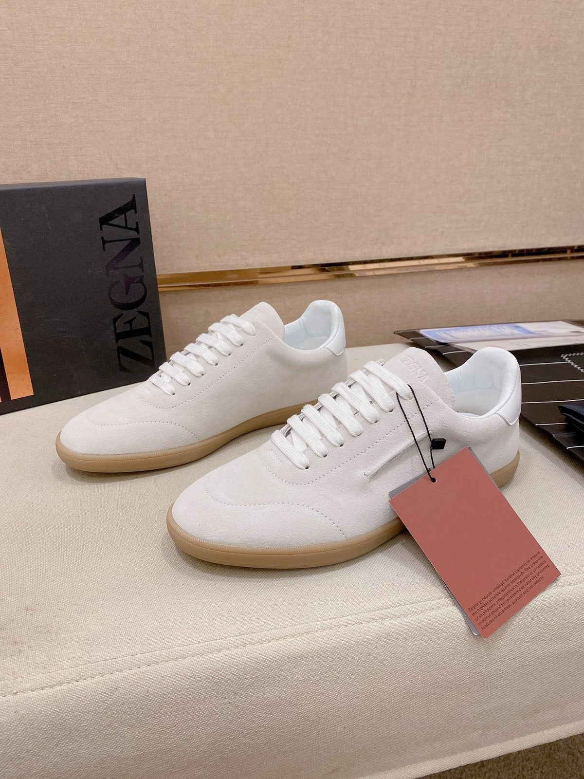 Zegna Suede Low-Top Sneakers — front