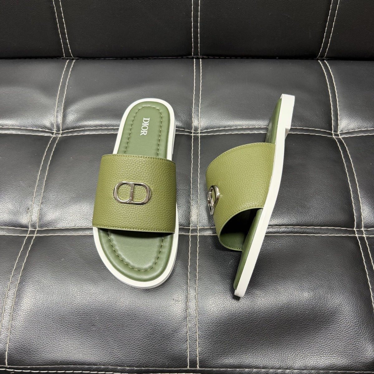 Dior CD Emblem Slide Sandals — side