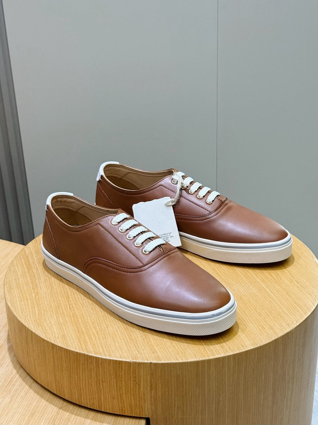 Brunello Cucinelli Leather Low-Top Sneakers — front