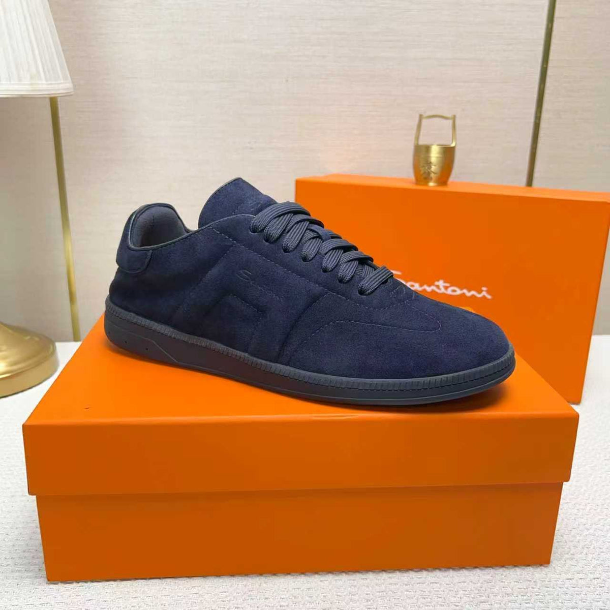 Santoni Black Low-Top Sneakers — side