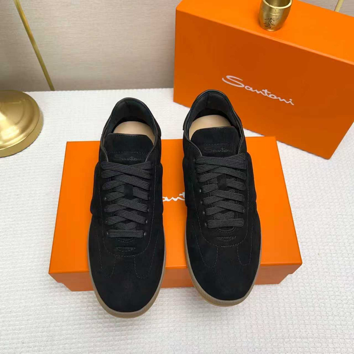 Santoni Black Low-Top Sneakers — hero