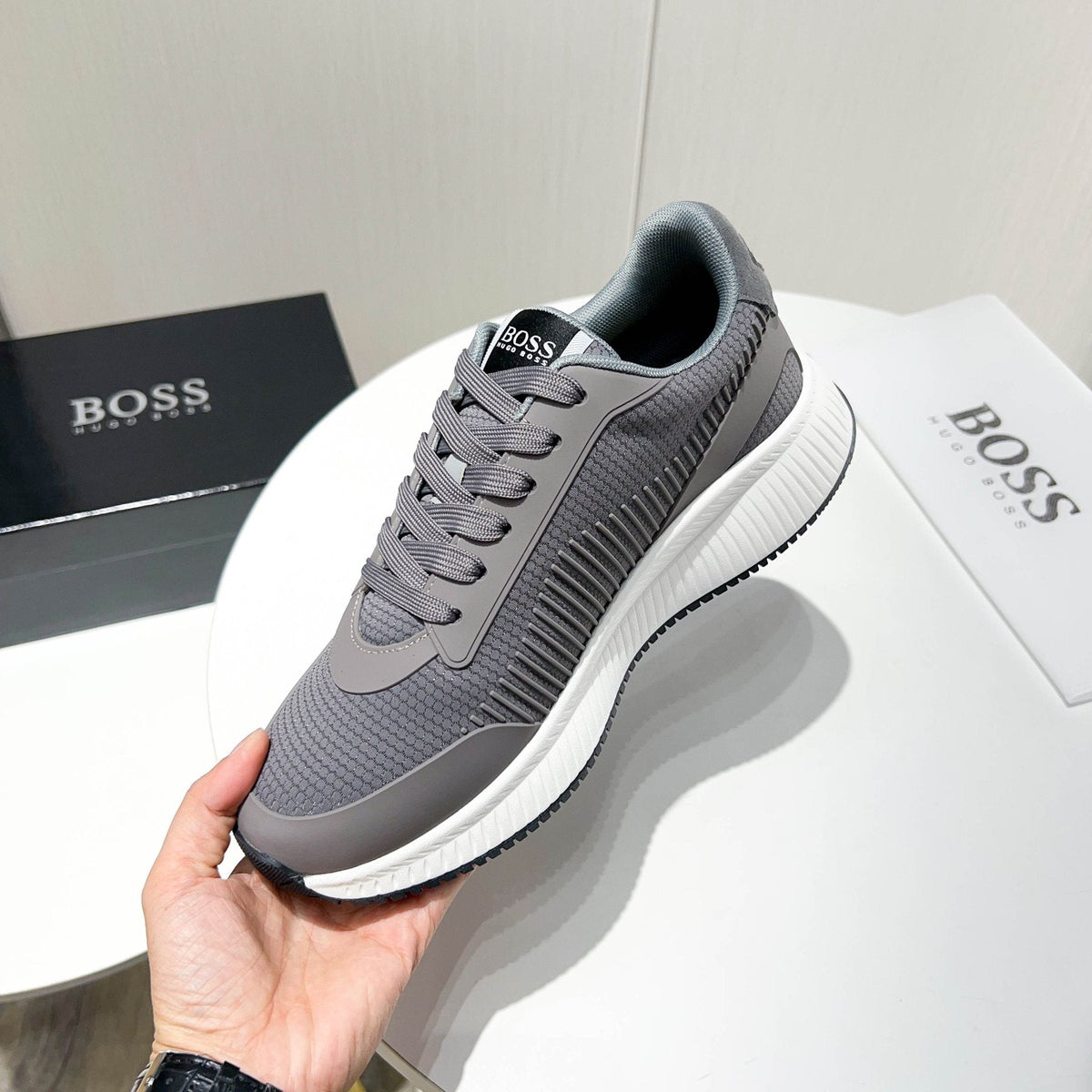 BOSS Knit Low-Top Sneakers — side