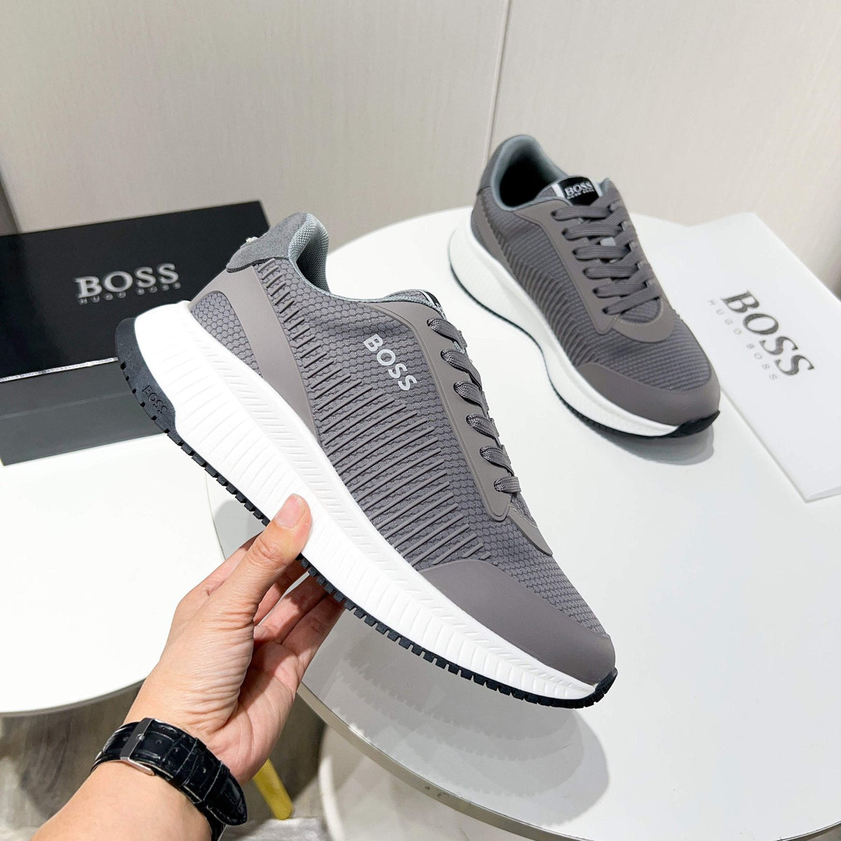 BOSS Knit Low-Top Sneakers — side