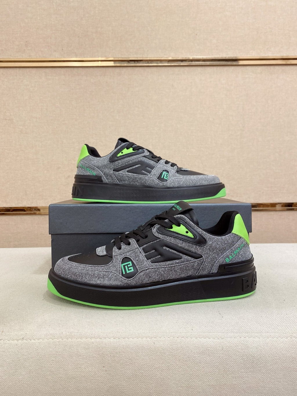 Balmain Color-Block Low-Top Sneakers — front
