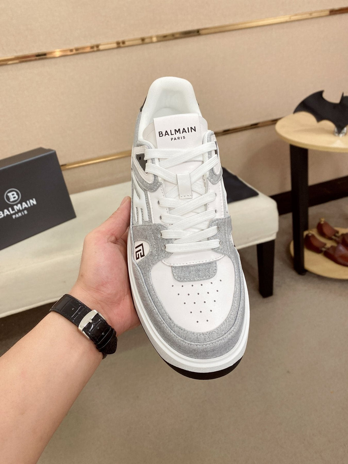 Balmain Color-Block Low-Top Sneakers — front