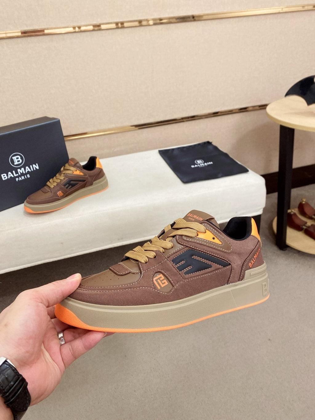 Balmain Color-Block Low-Top Sneakers — side