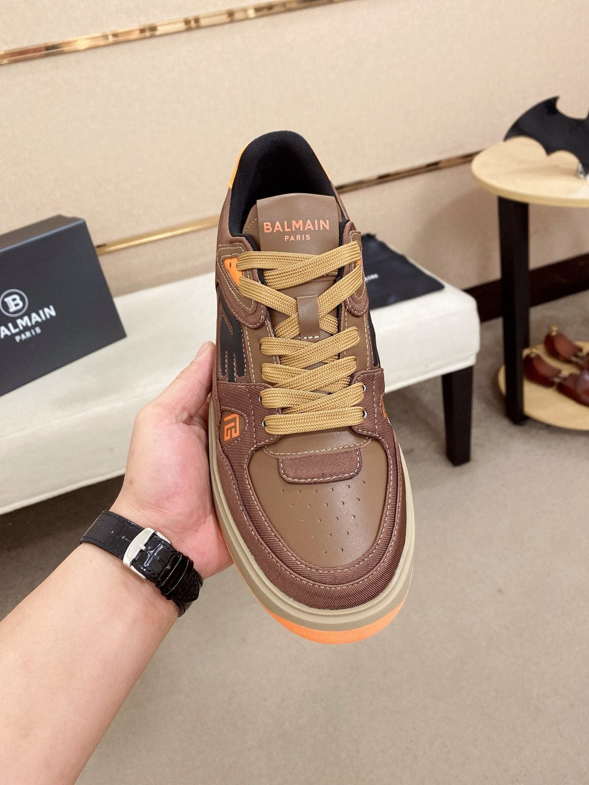 Balmain Color-Block Low-Top Sneakers — front