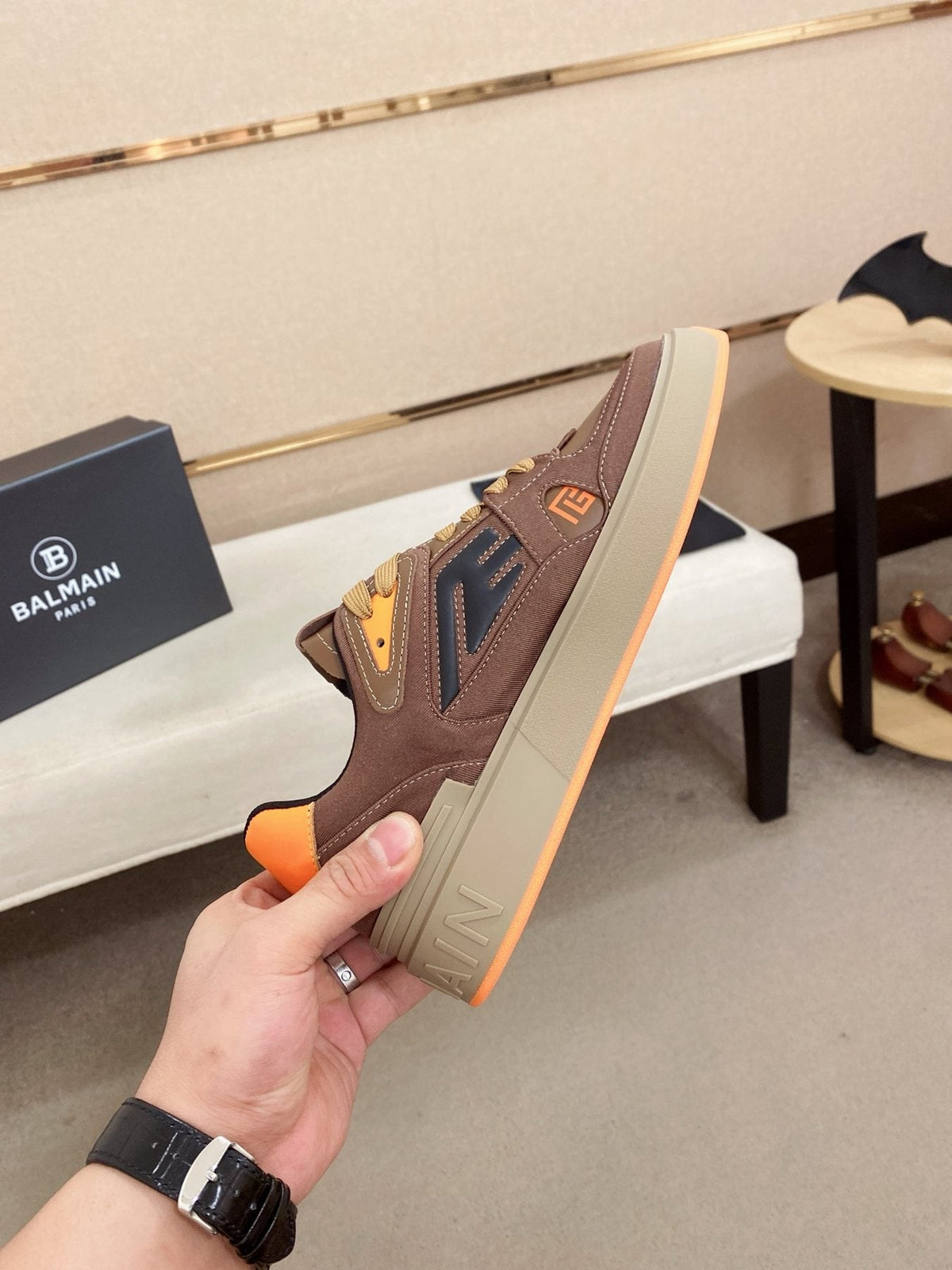 Balmain Color-Block Low-Top Sneakers — side