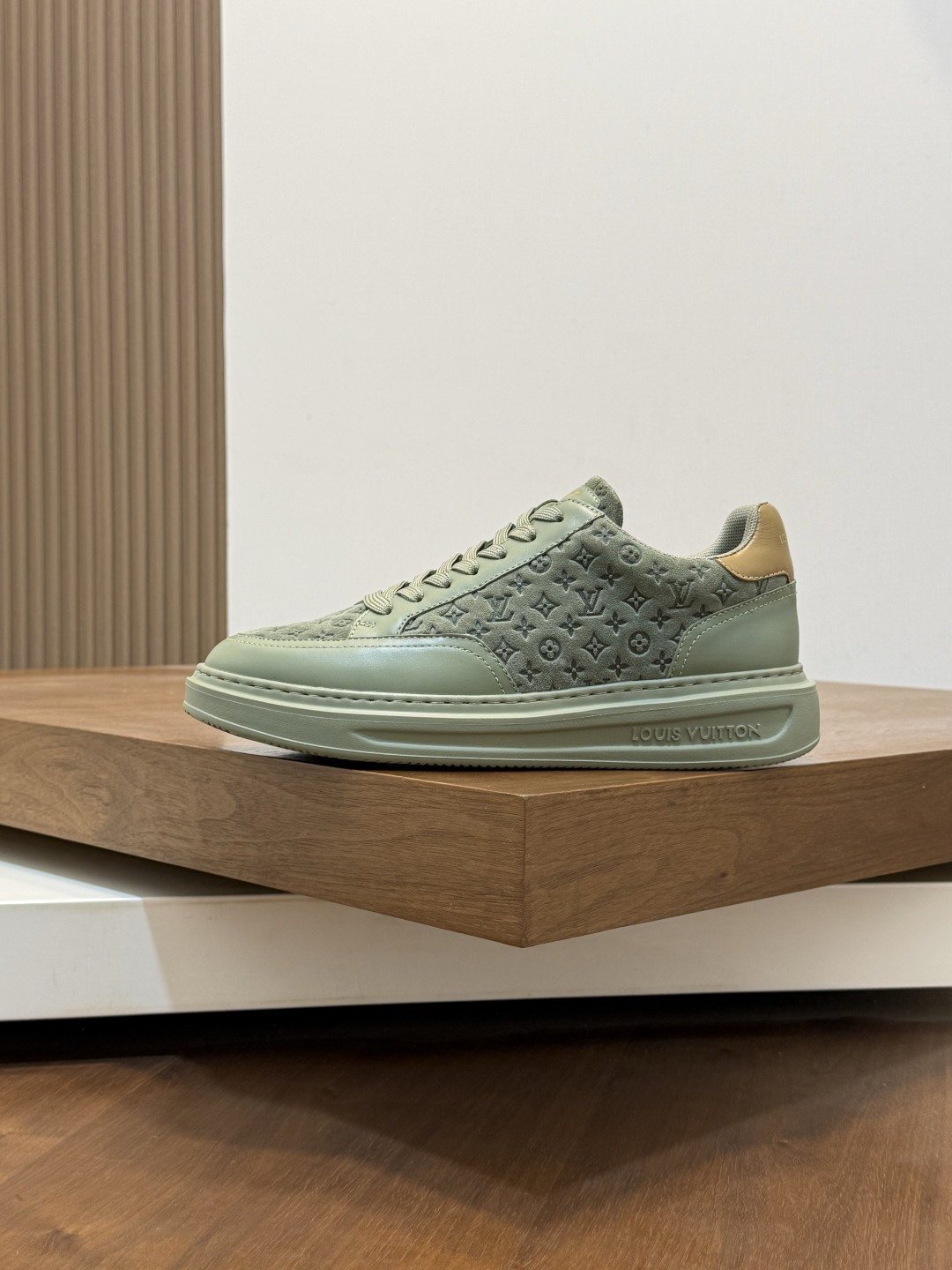 Louis Vuitton Pale Olive Monogram Low-Top Sneakers — side