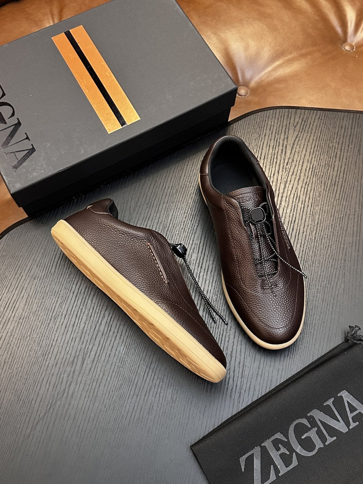 Zegna Zip-Front Slip-On Sneakers — side