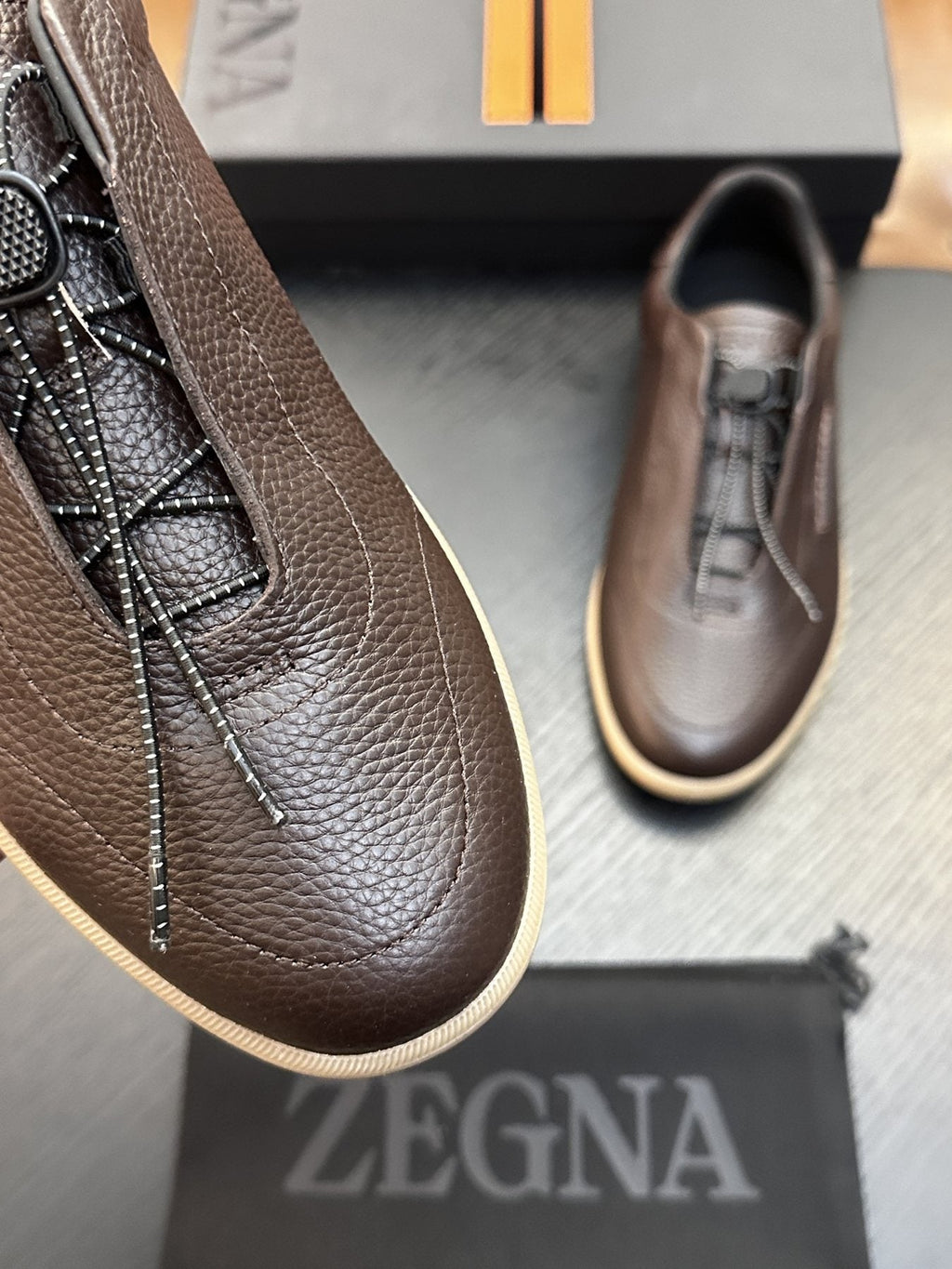 Zegna Zip-Front Slip-On Sneakers — detail