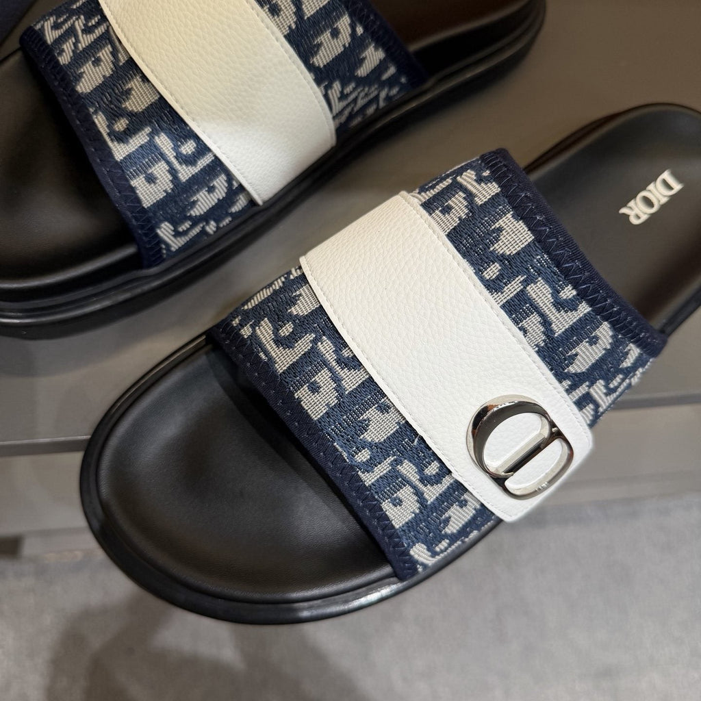 Dior Patterned Buckle Slide Sandals — detail