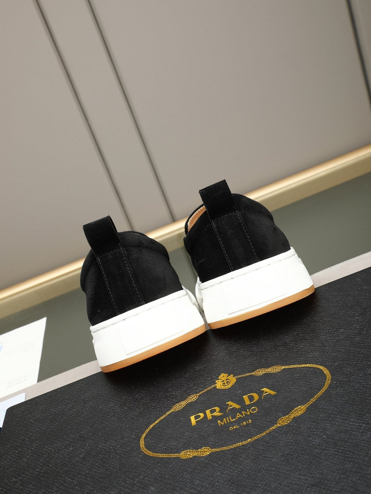 Prada Leather Slip-On Sneakers — back