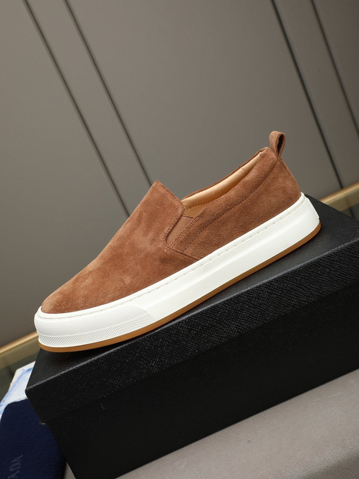 Prada Leather Slip-On Sneakers — side