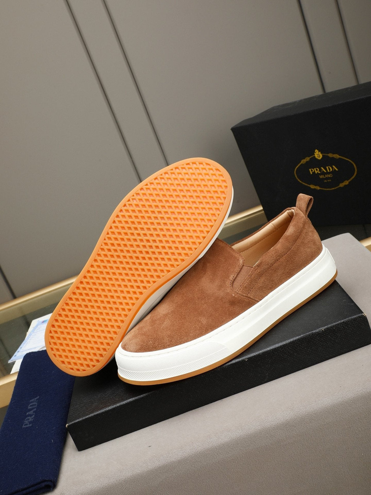 Prada Leather Slip-On Sneakers — hero