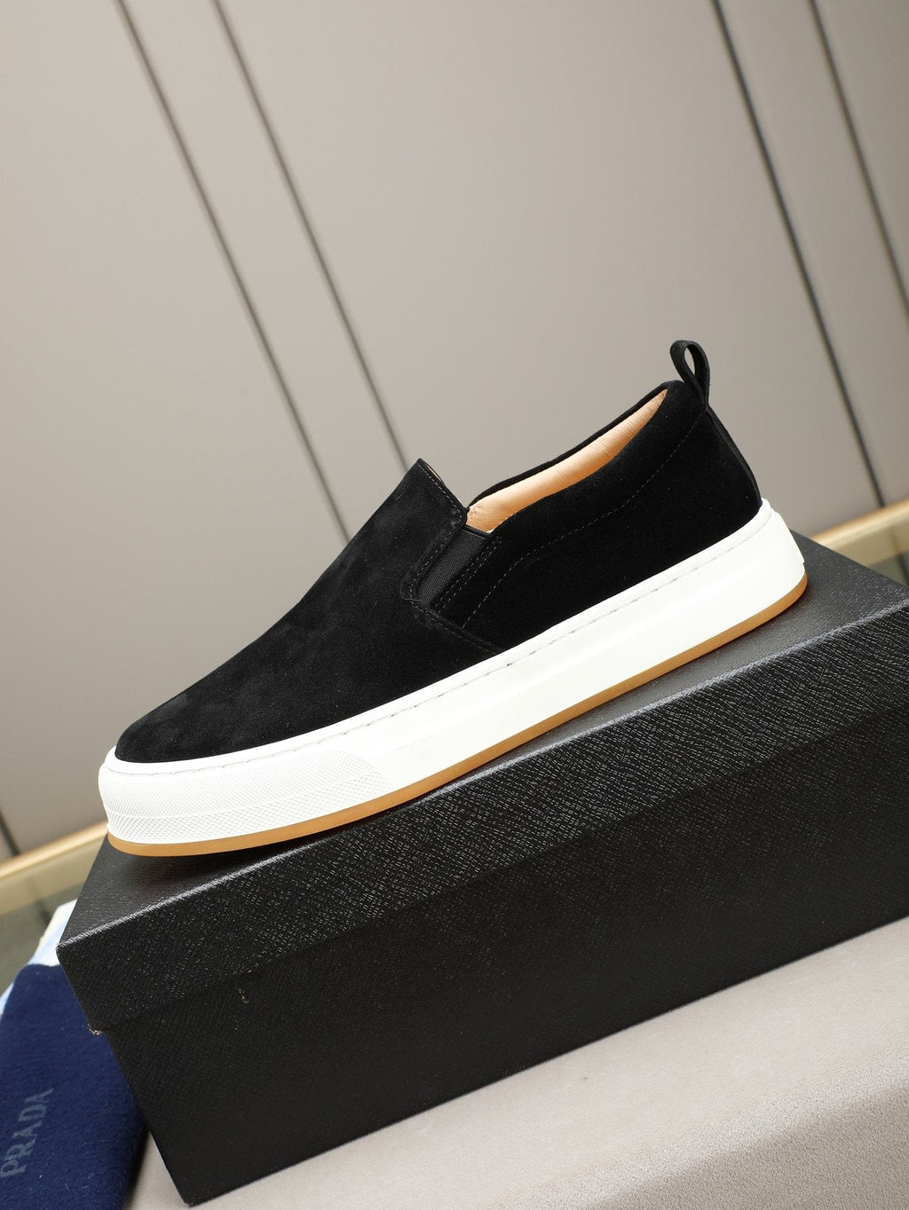 Prada Leather Slip-On Sneakers — side