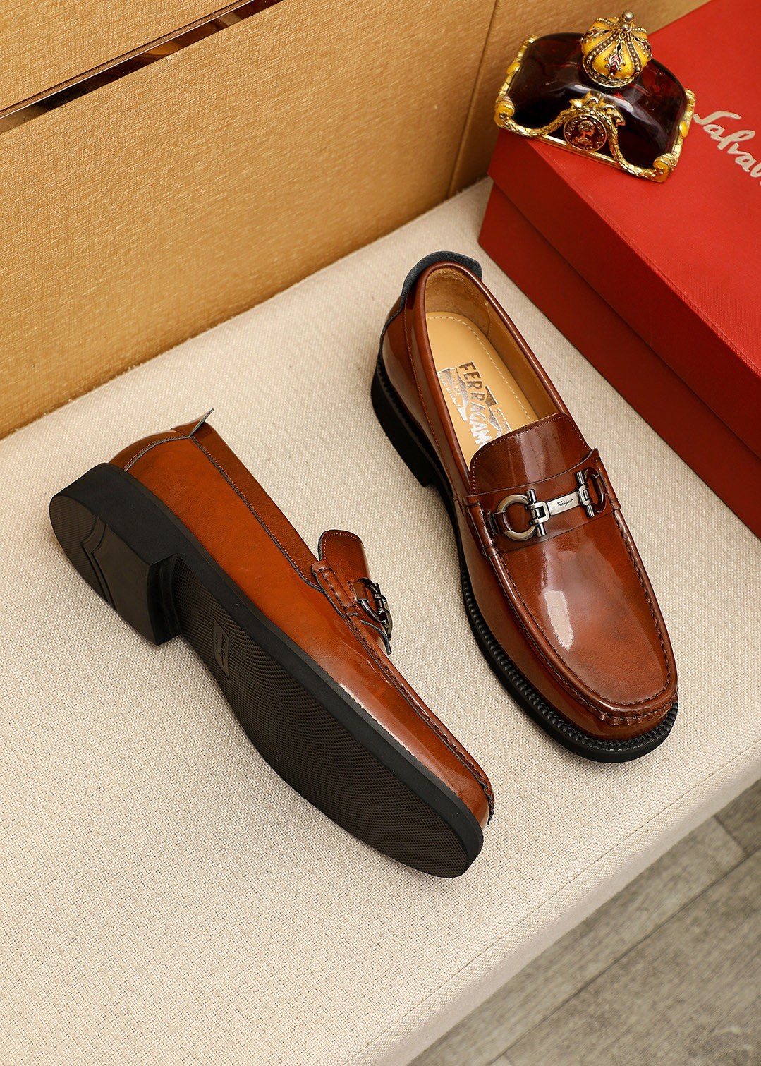 Ferragamo Leather Bit Loafers — front